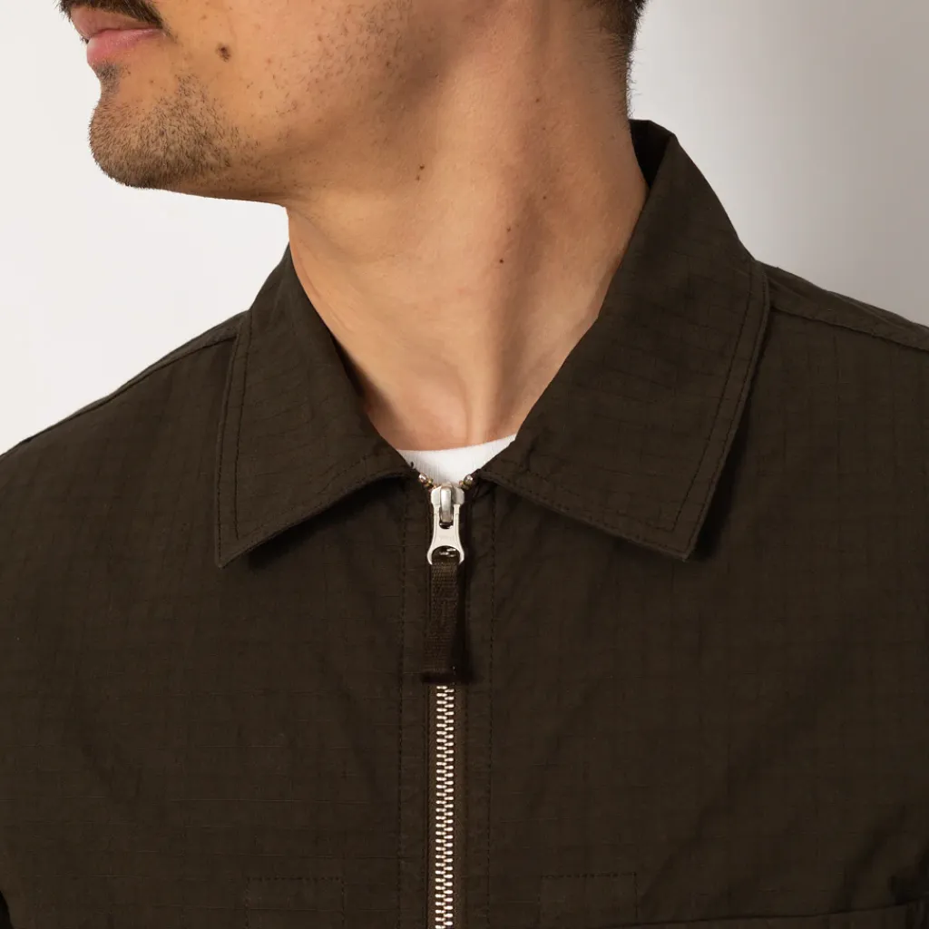 Shirts|Stone Island Ripstop Zip Overshirt - Military Green (V0054)