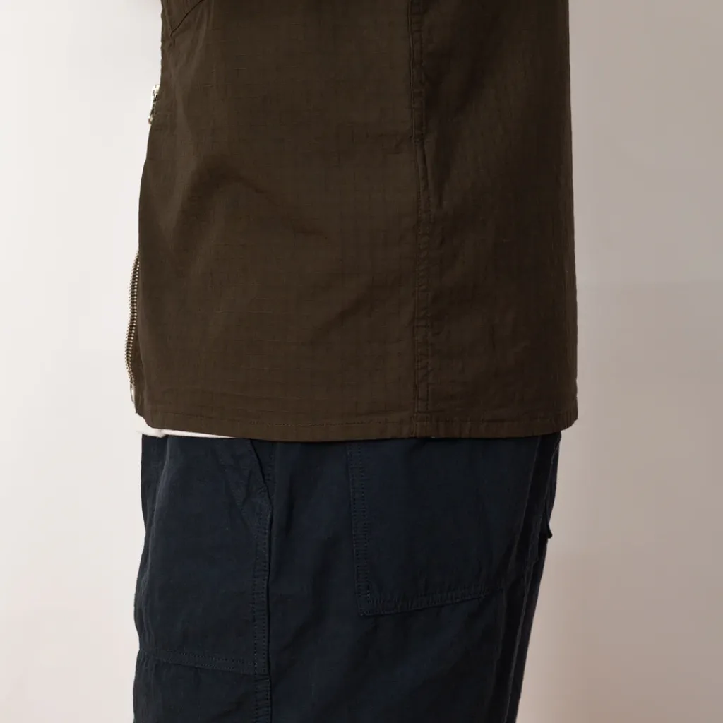 Shirts|Stone Island Ripstop Zip Overshirt - Military Green (V0054)