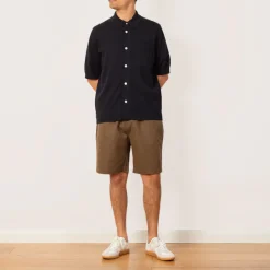 Shirts|Norse Projects Rollo Cotton Linen SS Shirt - Dark Navy
