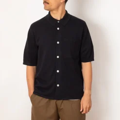 Shirts|Norse Projects Rollo Cotton Linen SS Shirt - Dark Navy