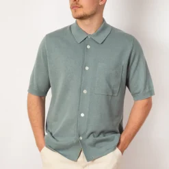 Shirts|Norse Projects Rollo Cotton Linen SS Shirt - Greyish Blue