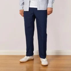 Trousers|Beams Plus Seersucker Ivy Trouser - Navy Solid