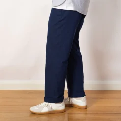 Trousers|Beams Plus Seersucker Ivy Trouser - Navy Solid
