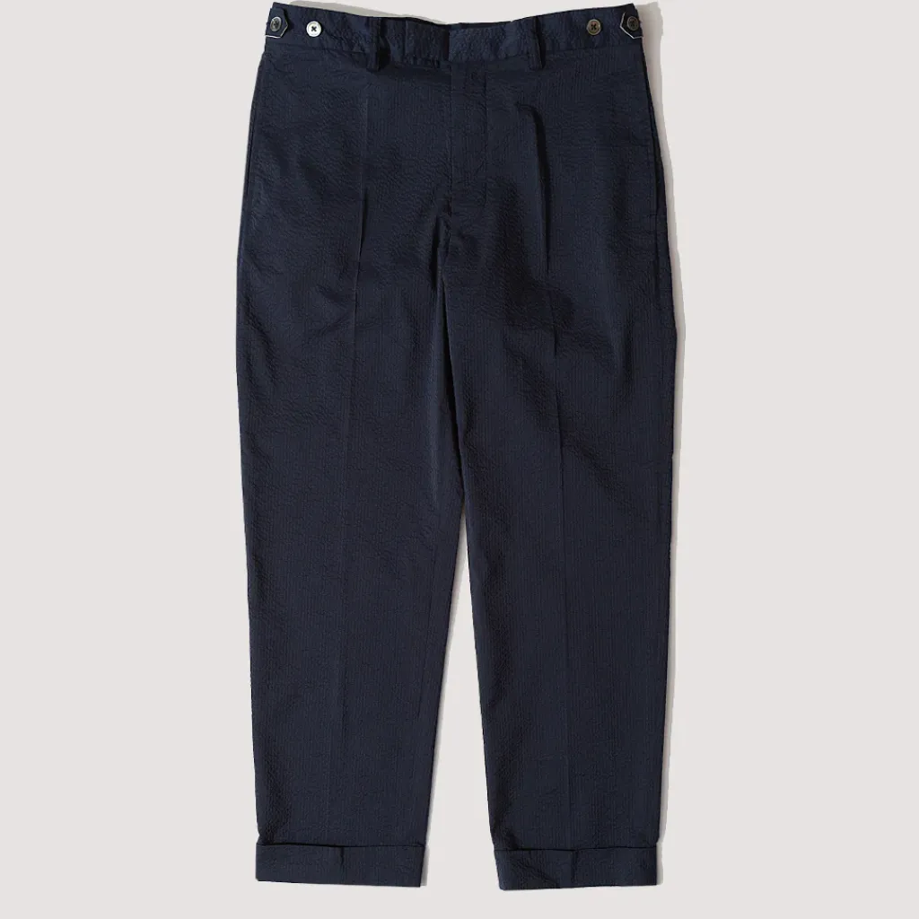 Trousers|Beams Plus Seersucker Ivy Trousers - Navy