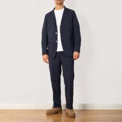Trousers|Beams Plus Seersucker Ivy Trousers - Navy