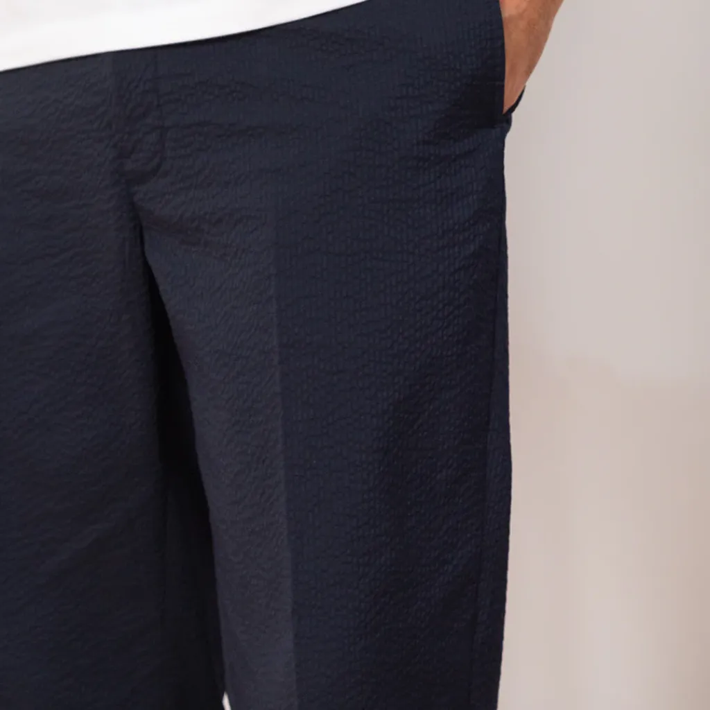 Trousers|Beams Plus Seersucker Ivy Trousers - Navy