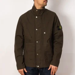 Jackets|Stone Island Short Stand Collar Jacket - Military Green