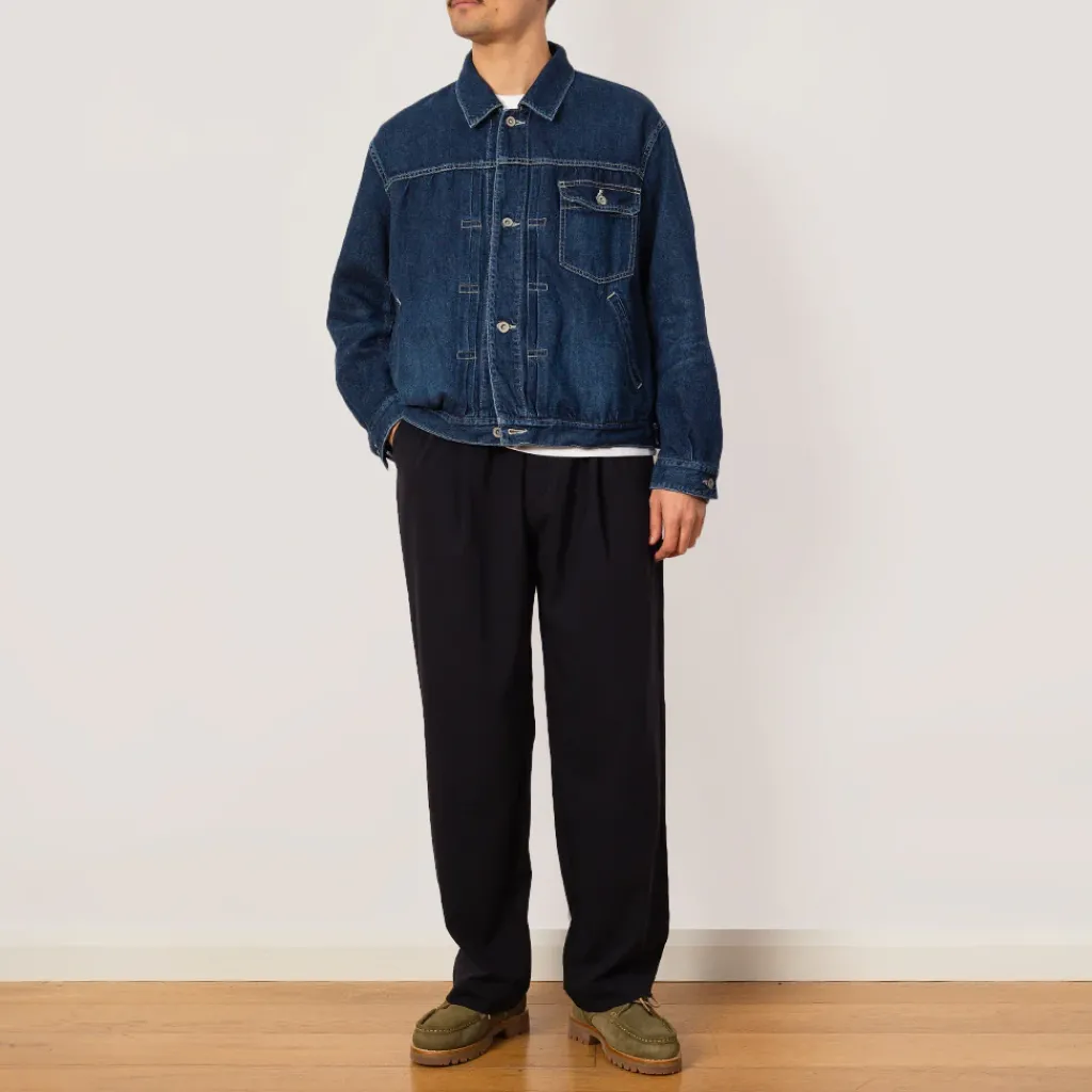 Trousers|Sage De Cret Single Pleated Wide Pants - Navy