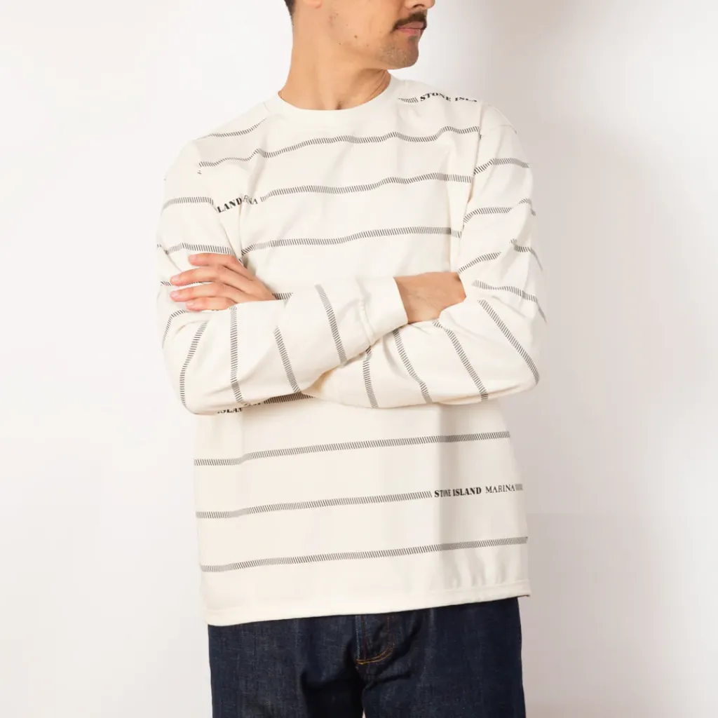 T-Shirts|Stone Island Marina Spell Out Sweatshirt - Ivory (V0093)