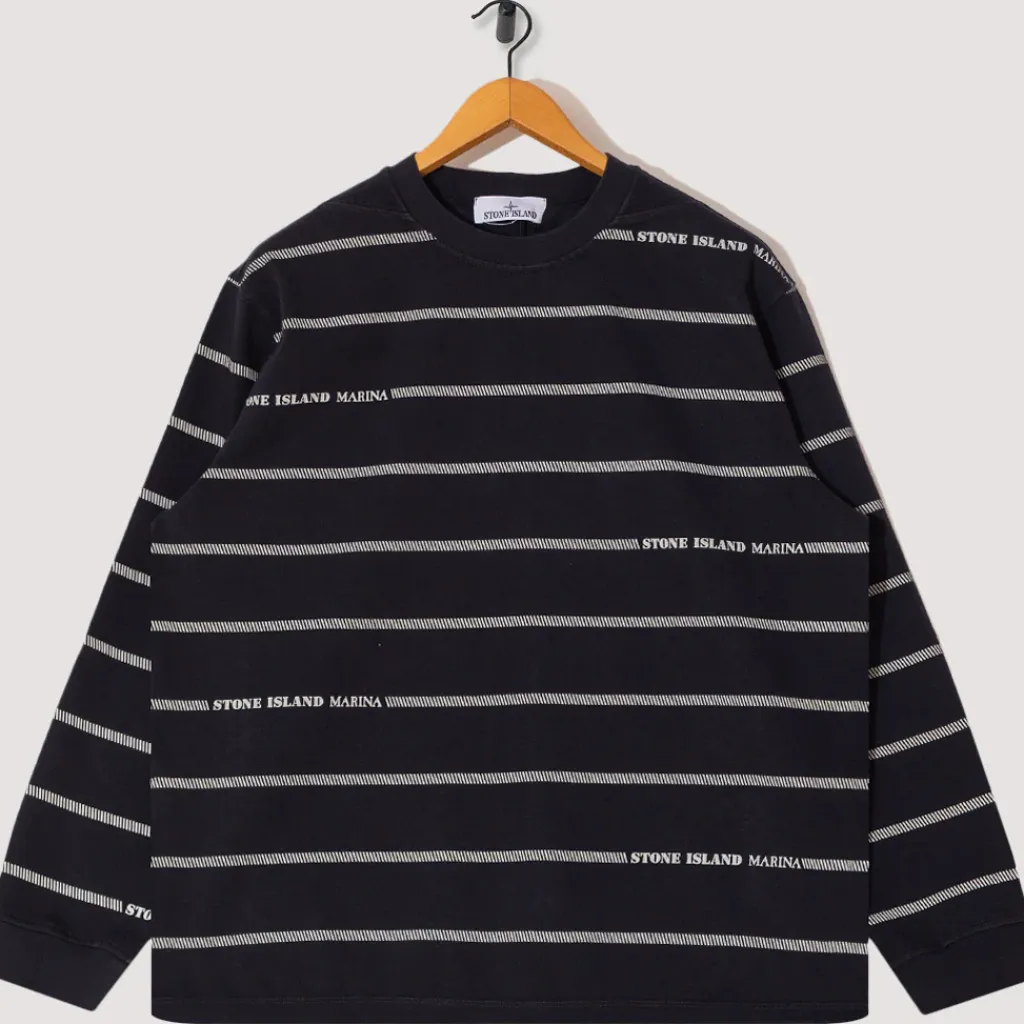 T-Shirts|Stone Island Marina Spell Out Sweatshirt - Navy Blue (V0020)