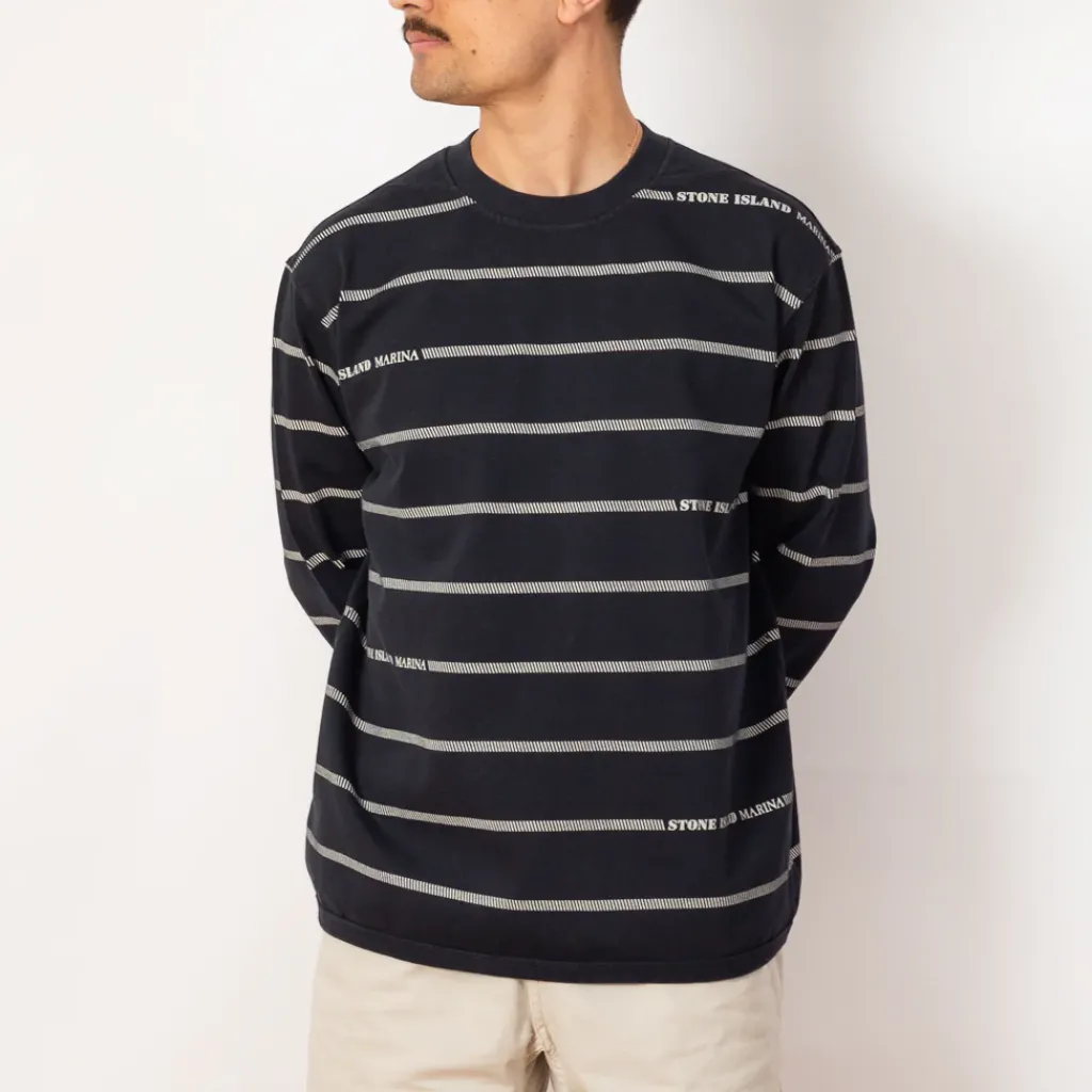 T-Shirts|Stone Island Marina Spell Out Sweatshirt - Navy Blue (V0020)