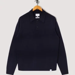 Knitwear|Norse Projects Standard Merino Lambswool Polo - Dark Navy
