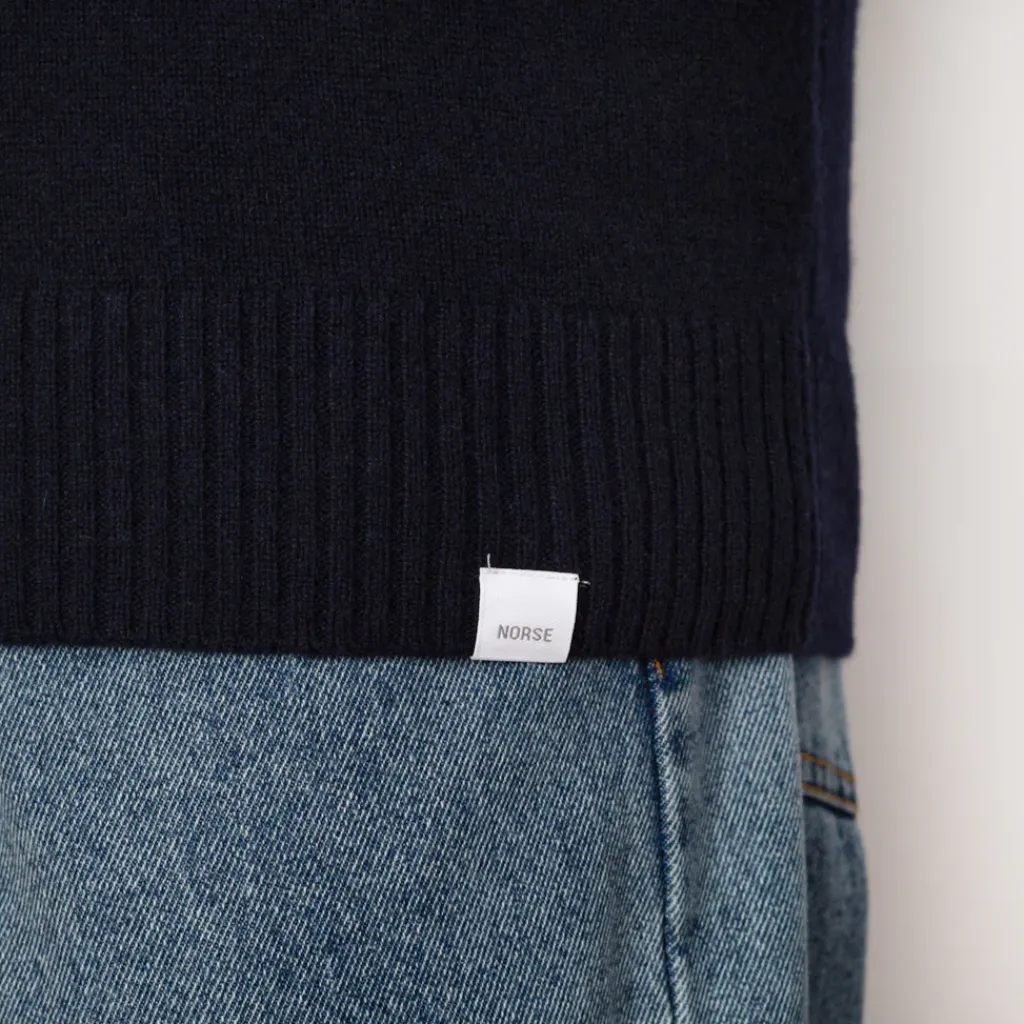 Knitwear|Norse Projects Standard Merino Lambswool Polo - Dark Navy