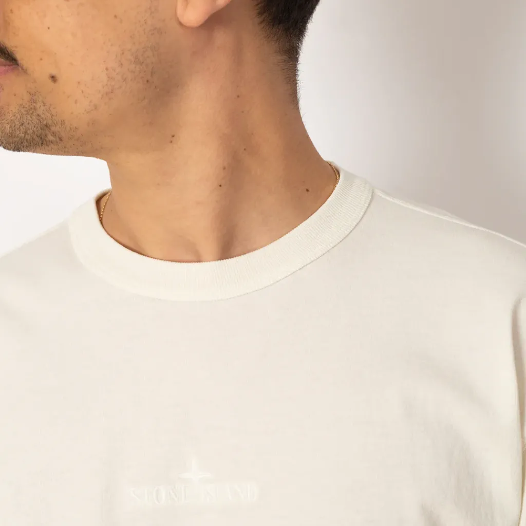 T-Shirts|Stone Island Stitch Logo T-Shirt - Ivory (V0093)