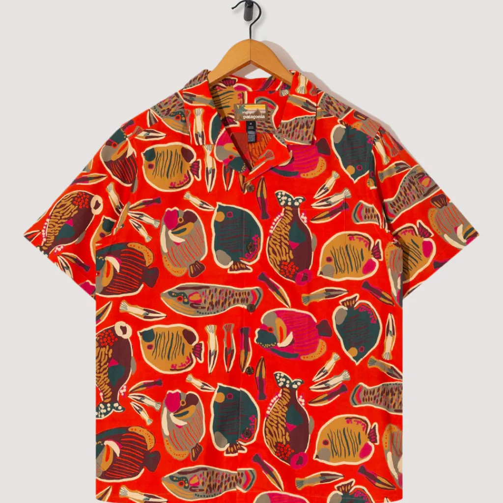 Shirts|Patagonia Tidal Threads Camp Shirt - Wrasse Pollinator Orange