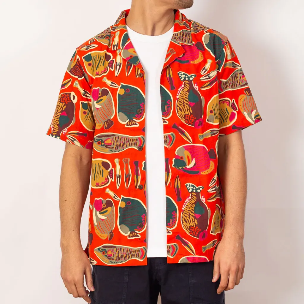 Shirts|Patagonia Tidal Threads Camp Shirt - Wrasse Pollinator Orange