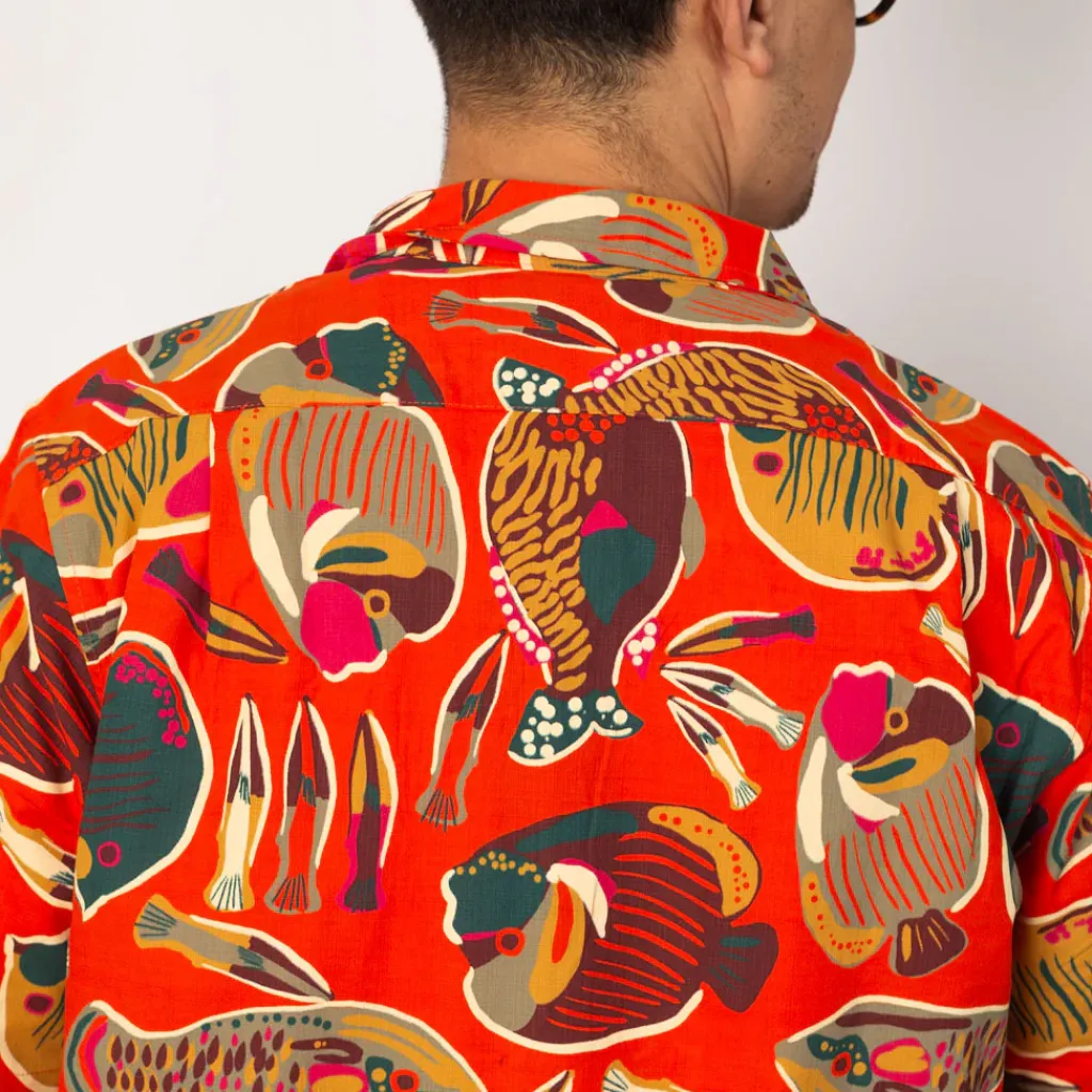 Shirts|Patagonia Tidal Threads Camp Shirt - Wrasse Pollinator Orange