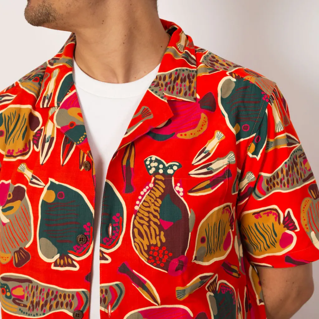 Shirts|Patagonia Tidal Threads Camp Shirt - Wrasse Pollinator Orange