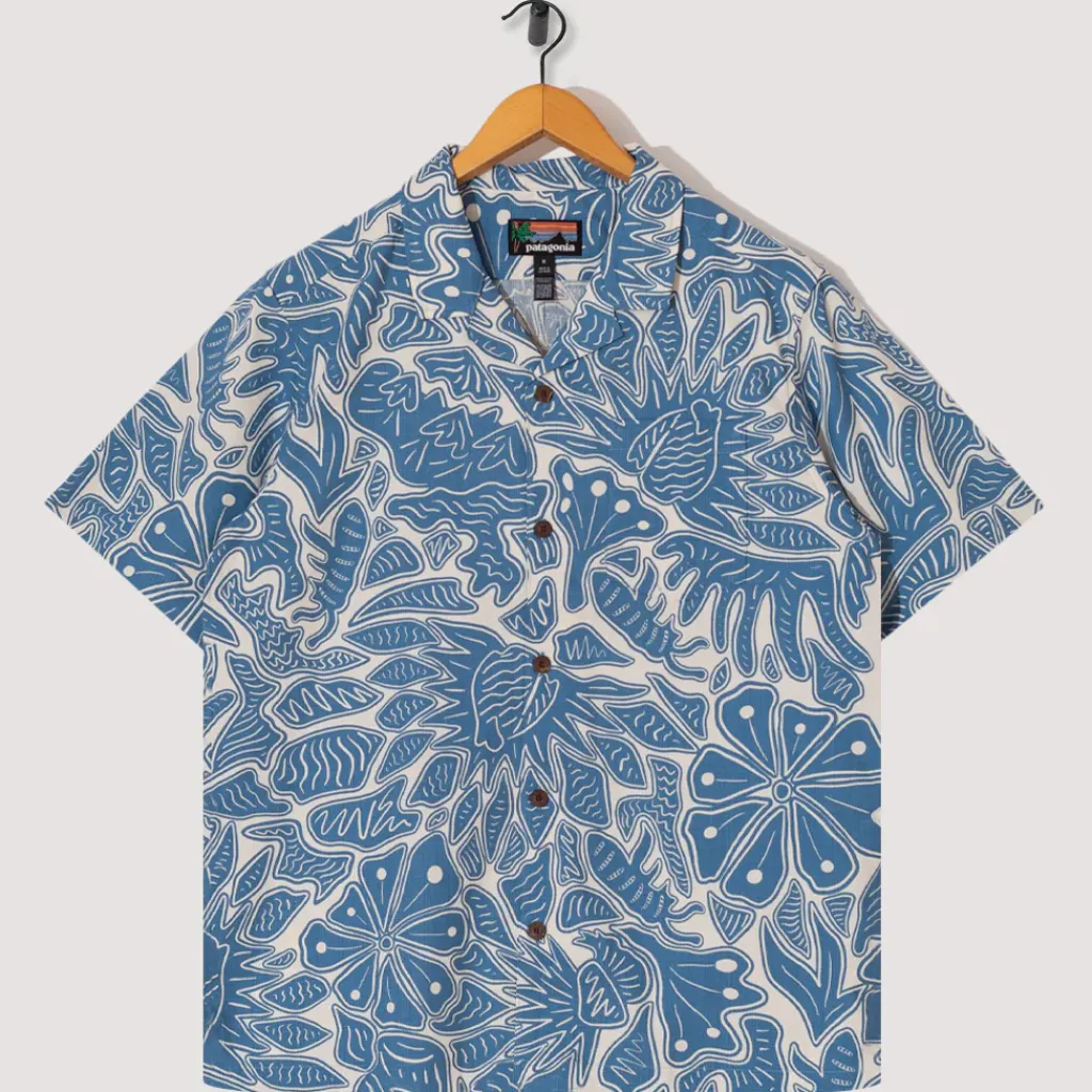 Shirts|Patagonia Tidal Threads Camp Shirt - Bees and Flowers Still Blue