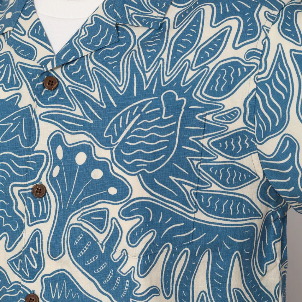 Shirts|Patagonia Tidal Threads Camp Shirt - Bees and Flowers Still Blue
