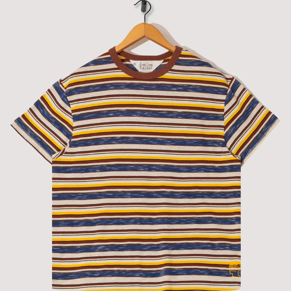 T-Shirts|Brain Dead Toni Stripe T-Shirt - Yellow Multi