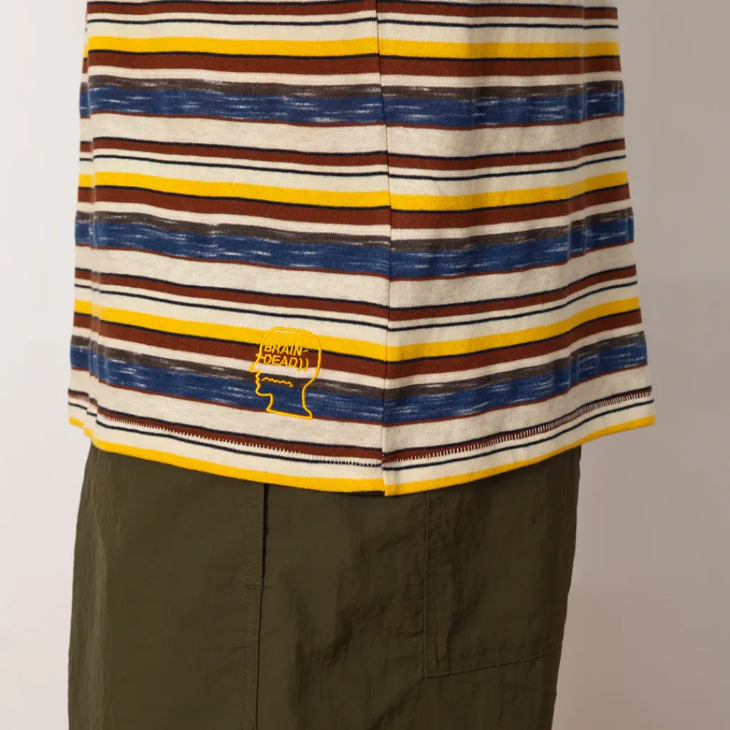 T-Shirts|Brain Dead Toni Stripe T-Shirt - Yellow Multi