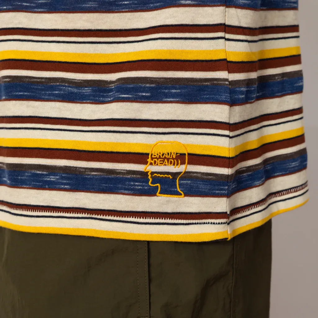 T-Shirts|Brain Dead Toni Stripe T-Shirt - Yellow Multi