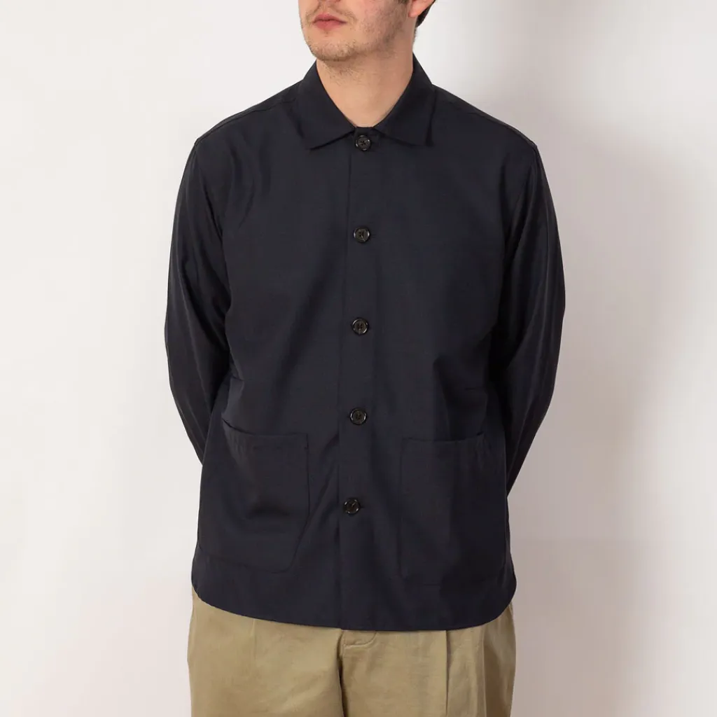 Shirts|Universal Works Travail Overshirt - Navy Tropical Wool