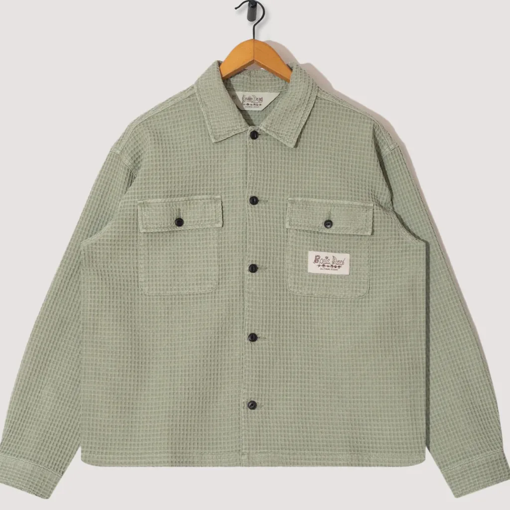 Shirts|Brain Dead Waffle Button Front Shirt - Stone