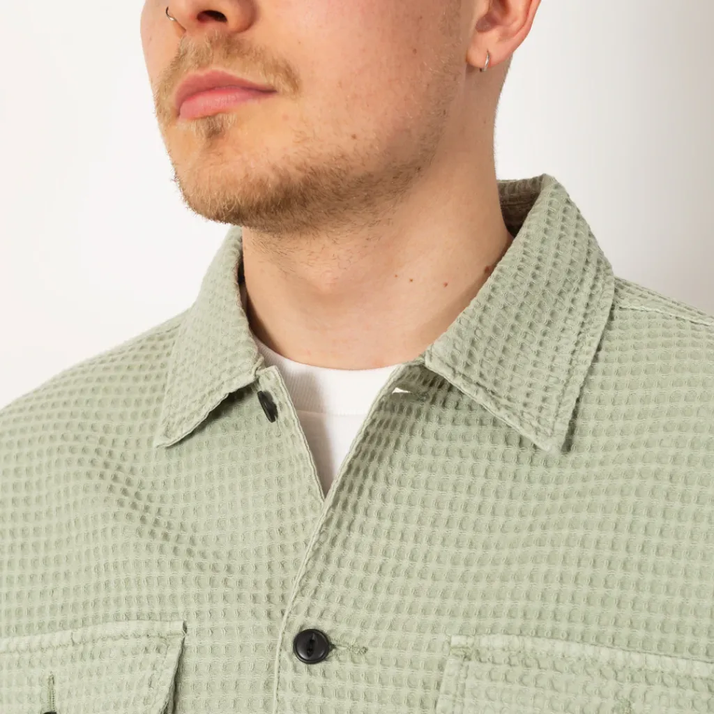 Shirts|Brain Dead Waffle Button Front Shirt - Stone