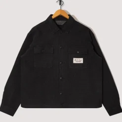 Shirts|Brain Dead Waffle Button Front Shirt - Washed Black