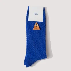 Socks|Folk Waffle Sock - Deep Blue