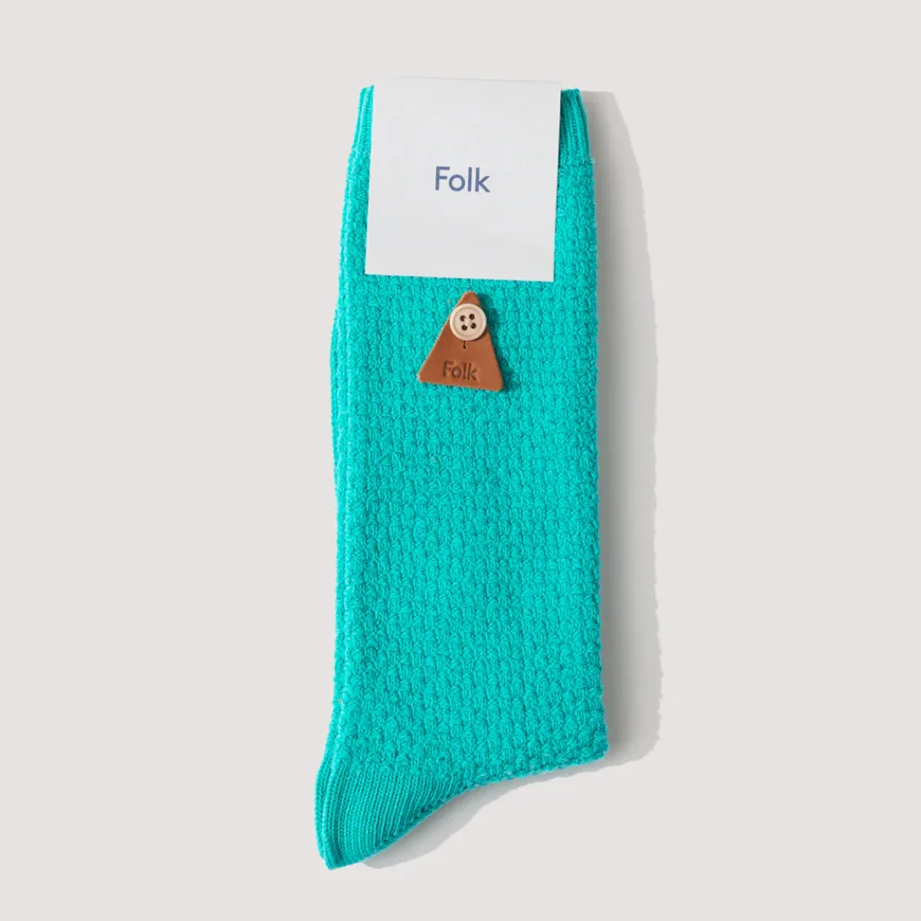 Socks|Folk Waffle Sock - Tropical Green