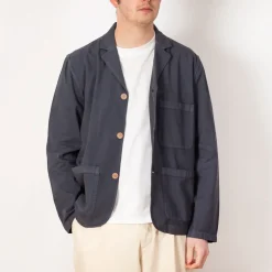 Jackets|Folk Wide Fit Blazer - Soft Navy Herringbone