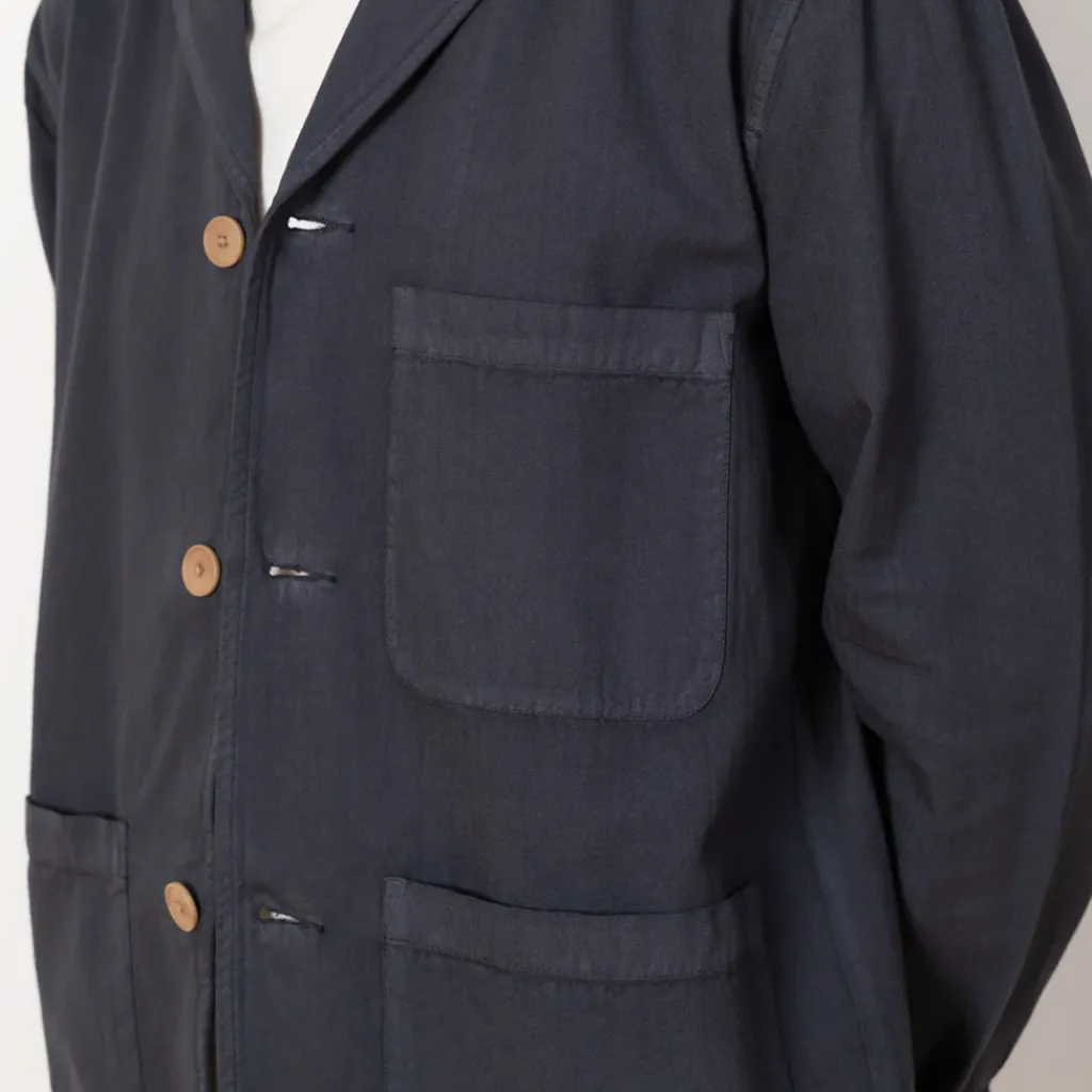Jackets|Folk Wide Fit Blazer - Soft Navy Herringbone
