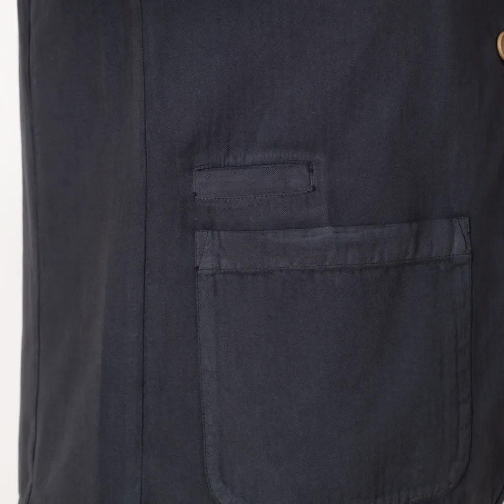 Jackets|Folk Wide Fit Blazer - Soft Navy Herringbone