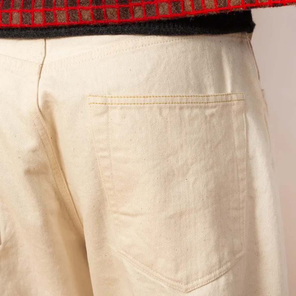Jeans|Hatski Wide Taper Jean - Ecru
