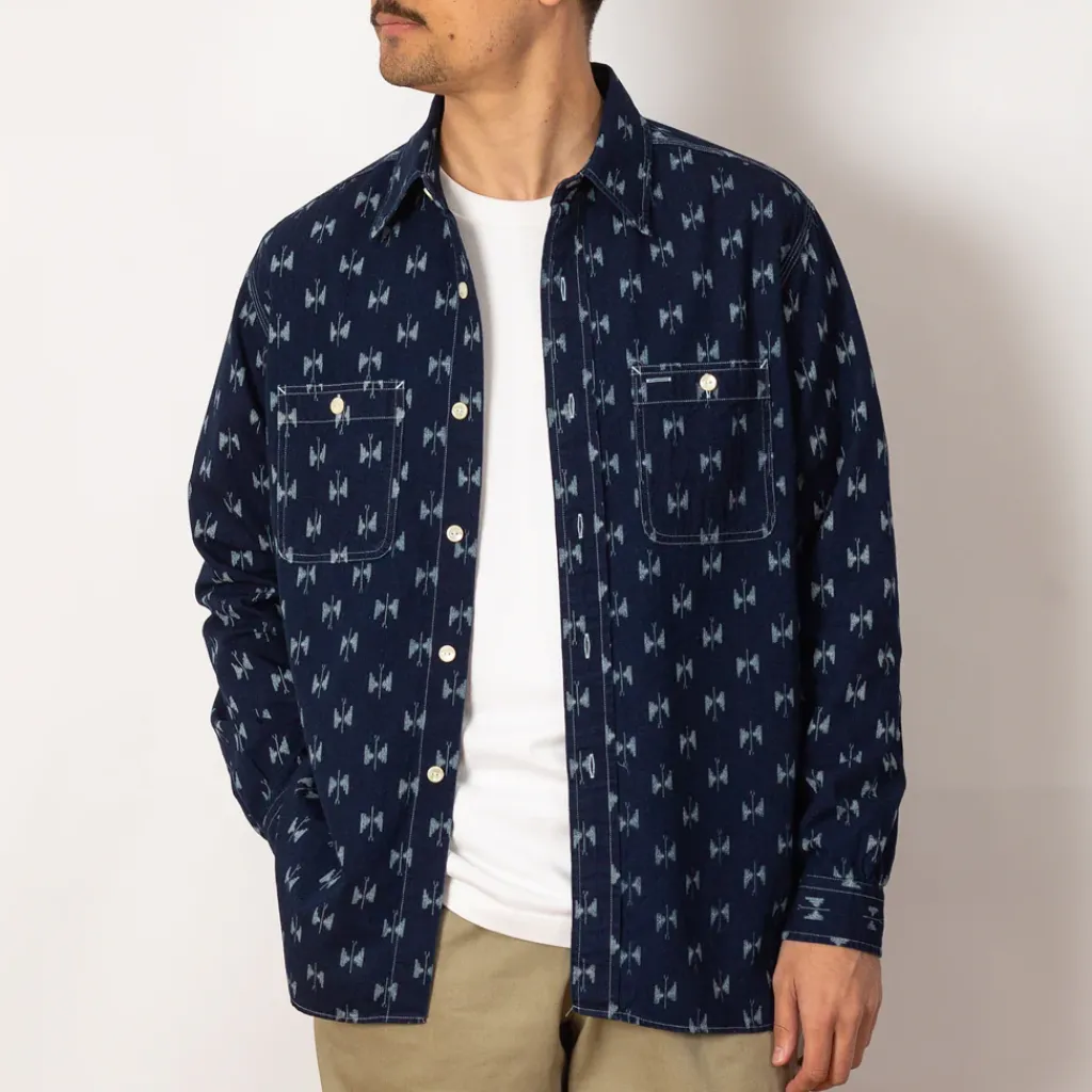 Shirts|Needles Work Shirt Indigo Kasuri - Papillon
