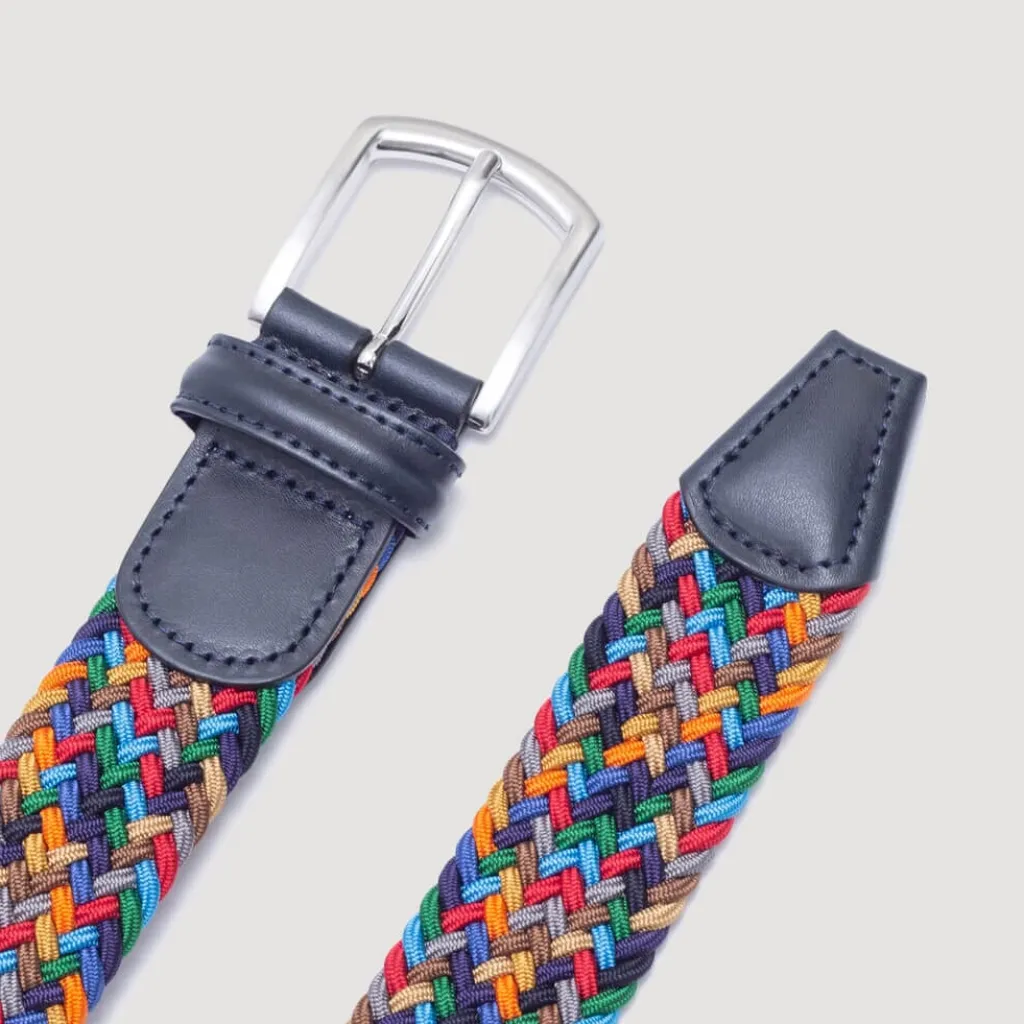 Belts|Anderson's Woven Belt - Blue / Green Multi