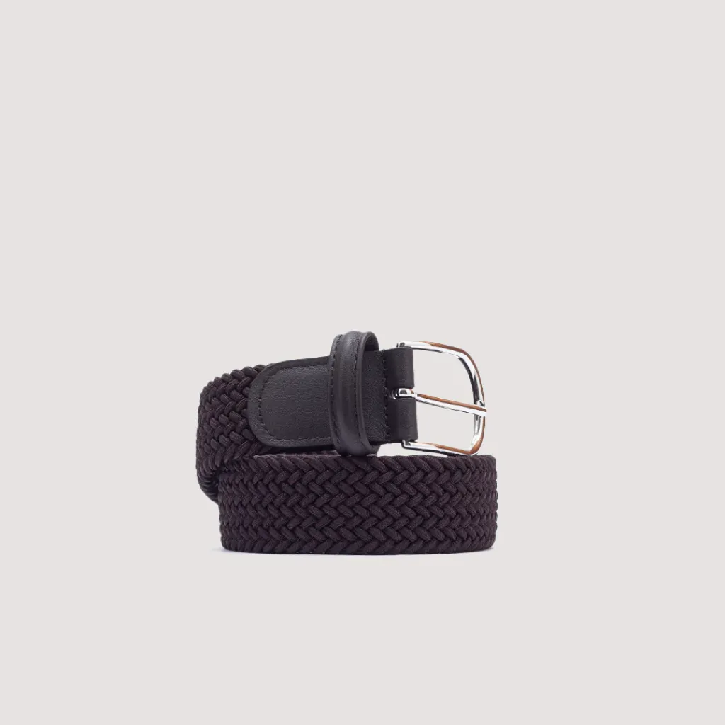 Belts|Anderson's Woven Belt - Dark Brown