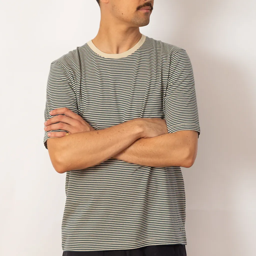T-Shirts|Folk 1x1 Stripe Tee - Deep Green