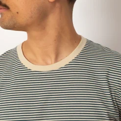 T-Shirts|Folk 1x1 Stripe Tee - Deep Green