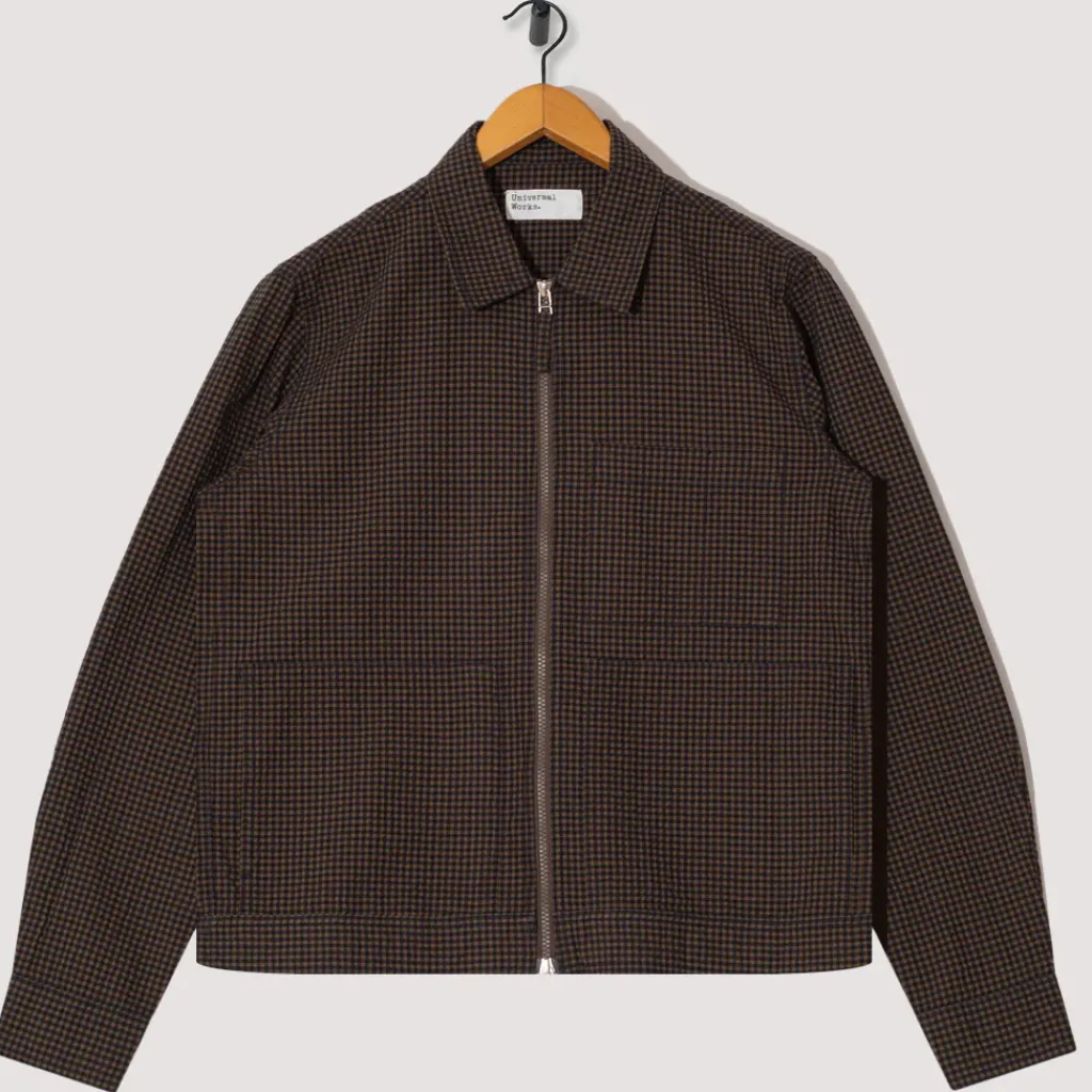 Jackets|Universal Works Zip Uniform Jacket - Navy Japanese Seersucker