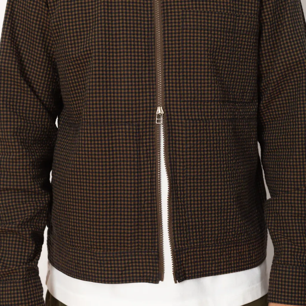 Jackets|Universal Works Zip Uniform Jacket - Navy Japanese Seersucker